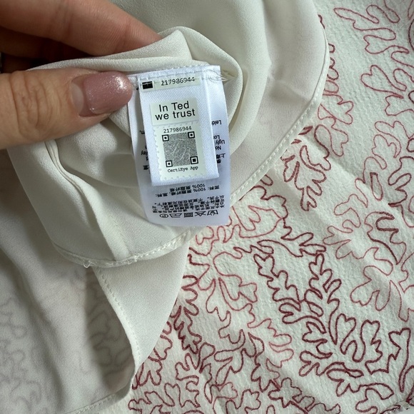 NWT Ted Baker Evelyna Printed‎ Ivory Pink Texture GGT V-neck Mini Dress 1 US 4 S - Picture 14 of 15